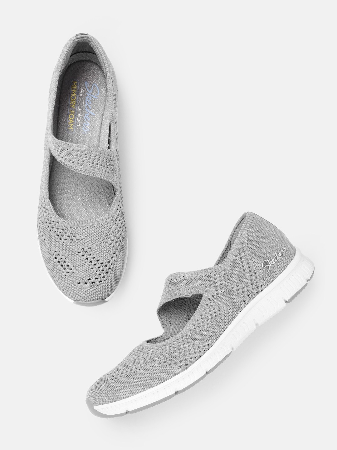 

Skechers Women Woven Design BE-COOL - ENDLESS FUN Slip-On Sneakers, Grey