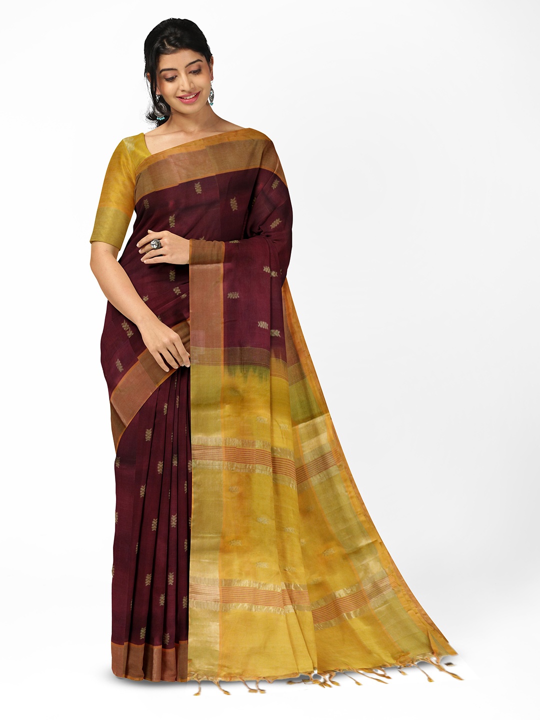 

APCO Woven Design Pure Cotton Saree, Red