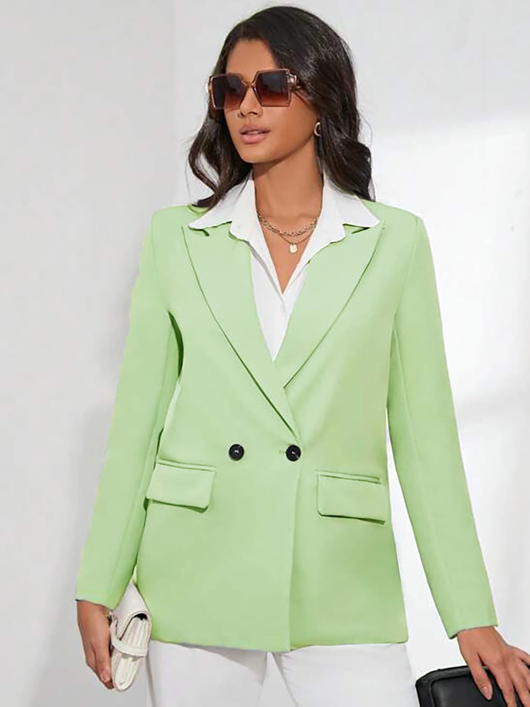 

KOTTY BIZwear Single Breasted Casual Blazer, Green