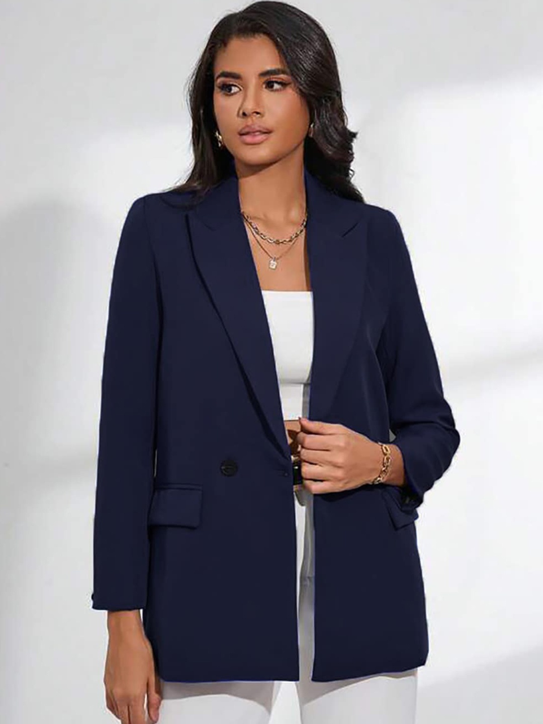 

Kotty Double-Breasted Casual Blazer, Navy blue