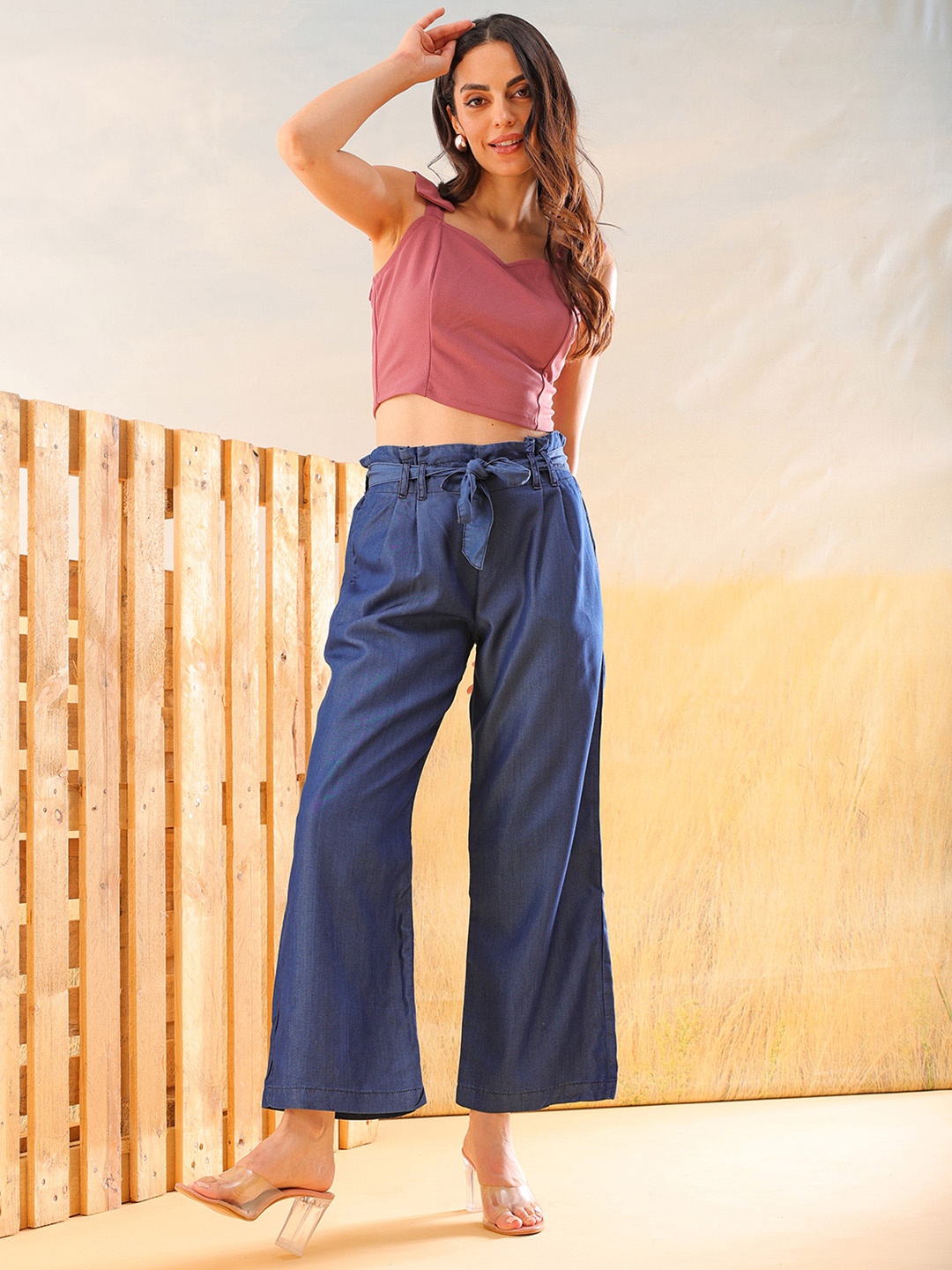 

Freehand by The Indian Garage Co Women Parallel Trousers, Navy blue