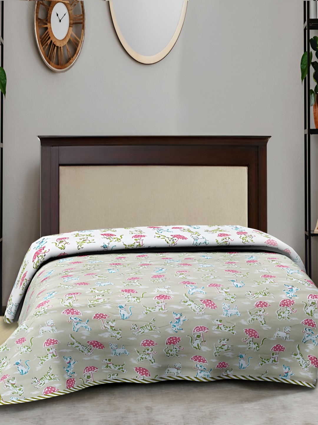 

Texstylers White & Beige Cartoon Characters AC Room 150 GSM Single Bed Dohar