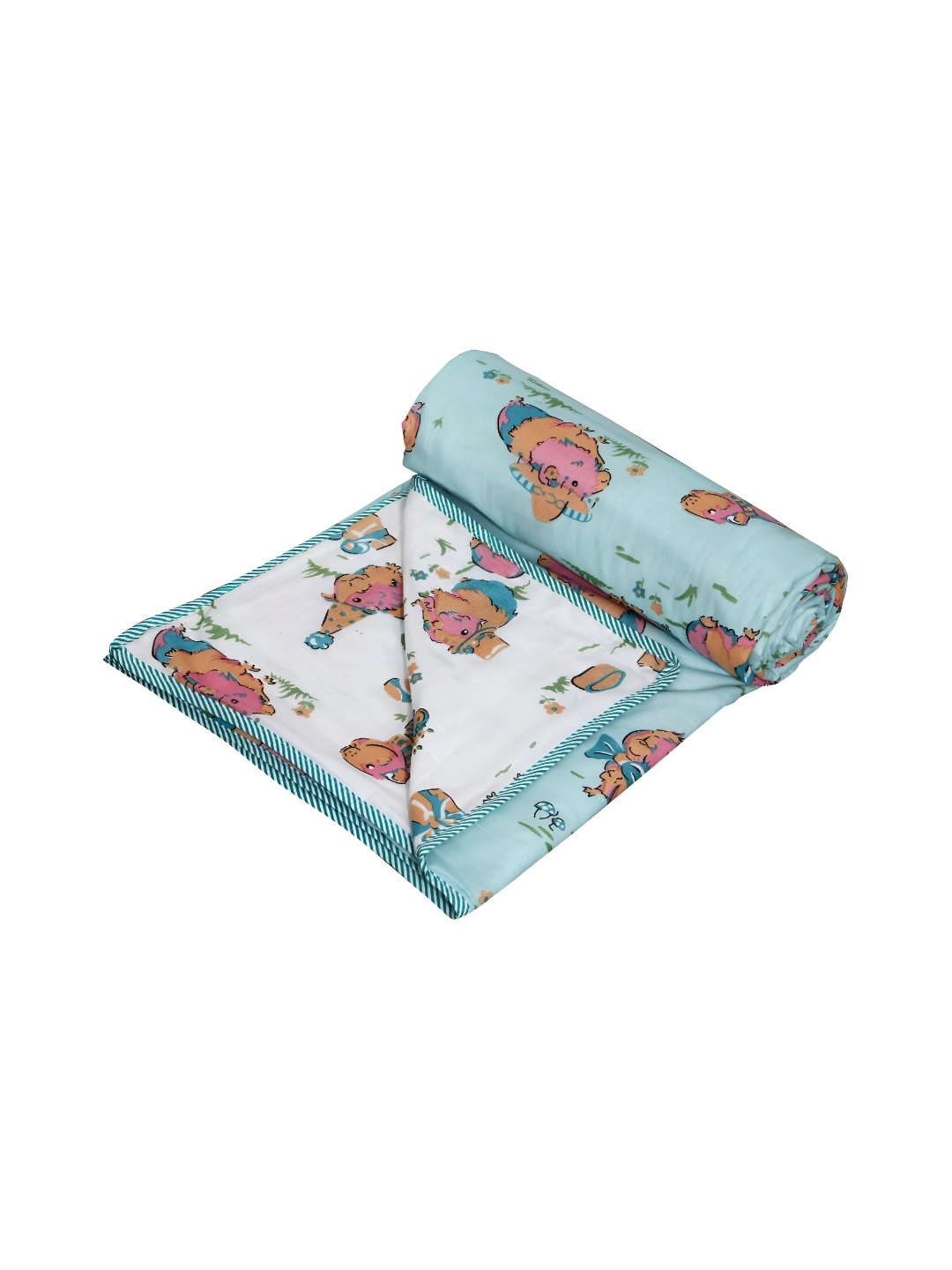 

Texstylers Blue & White Cartoon Characters AC Room 150 GSM Single Bed Dohar