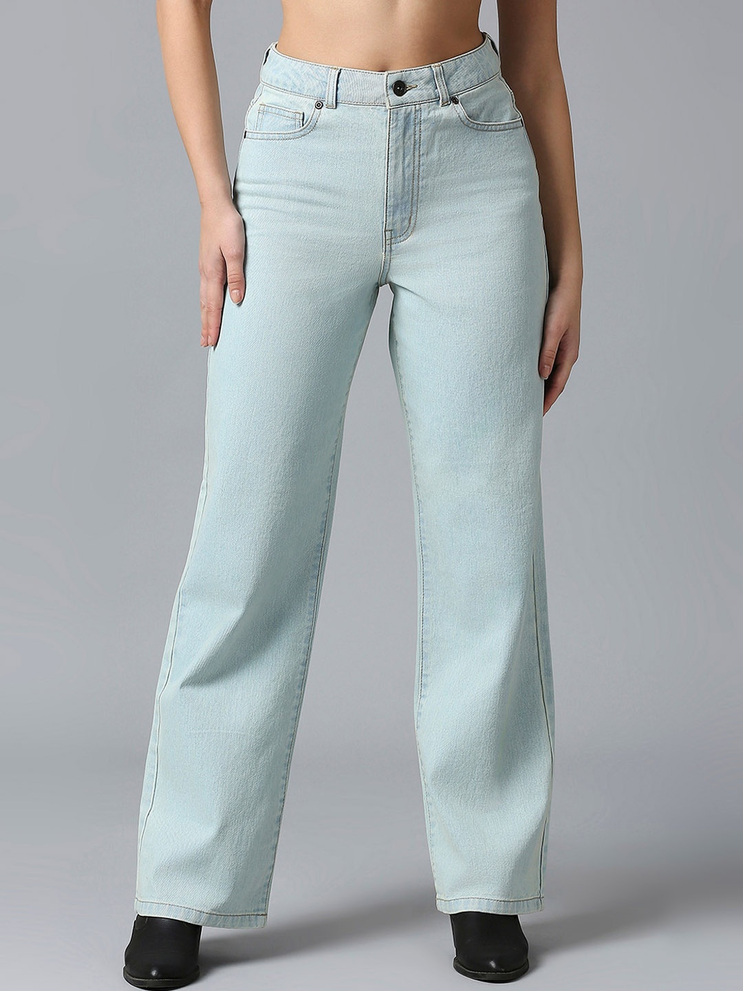 

The Roaster Lifestyle Co. Women Blue Pure Cotton High Rise Boyfriend Fit Jeans