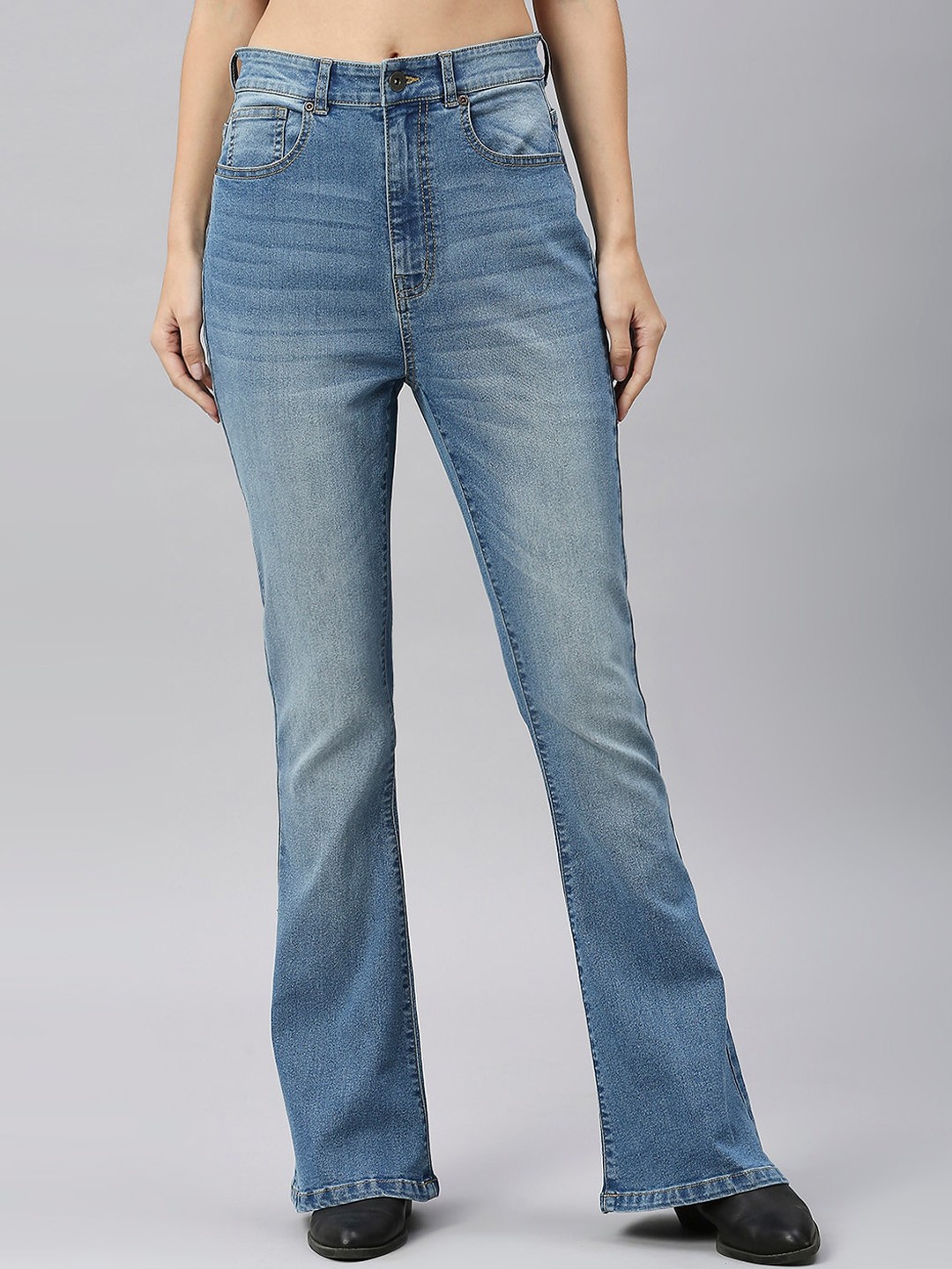 

The Roaster Lifestyle Co. Women Blue Pure Cotton Mid Rise Flared Fit Jeans
