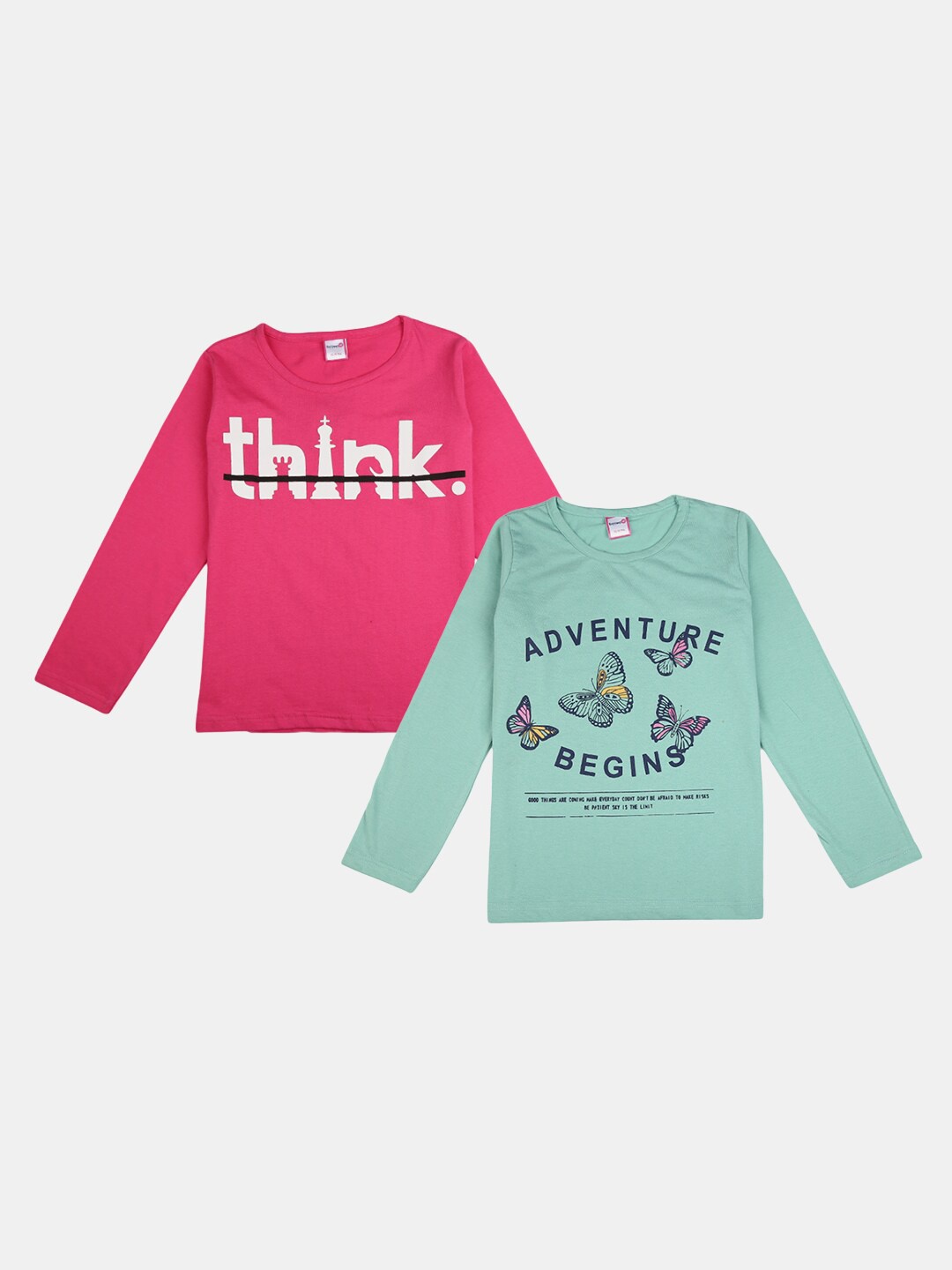 

V-Mart Girls Pack Of 2 Typography Printed T-shirt, Pink