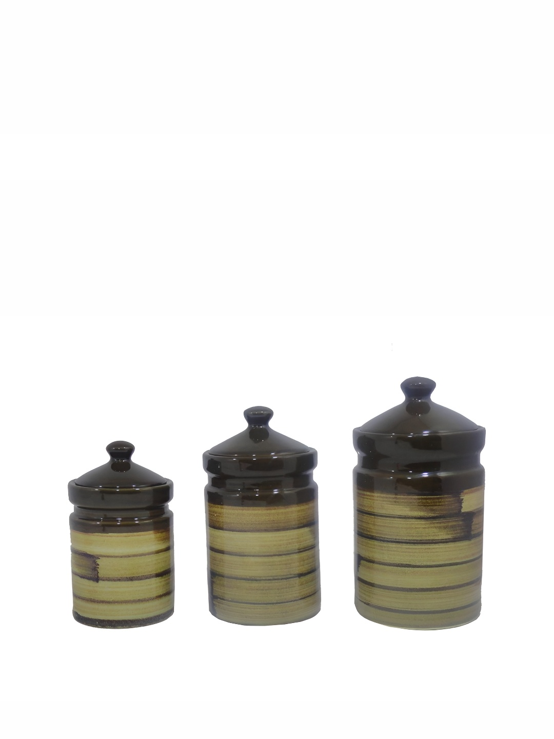 

caffeine Brown 3 Pieces Ceramic Dishwasher Safe Food Containers