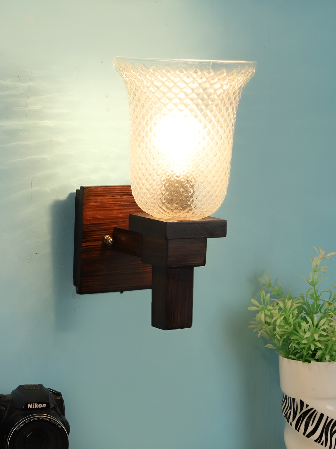 

ELIANTE Transparent Textured Wooden Contemporary Cylinder Shaped Wall Lamp