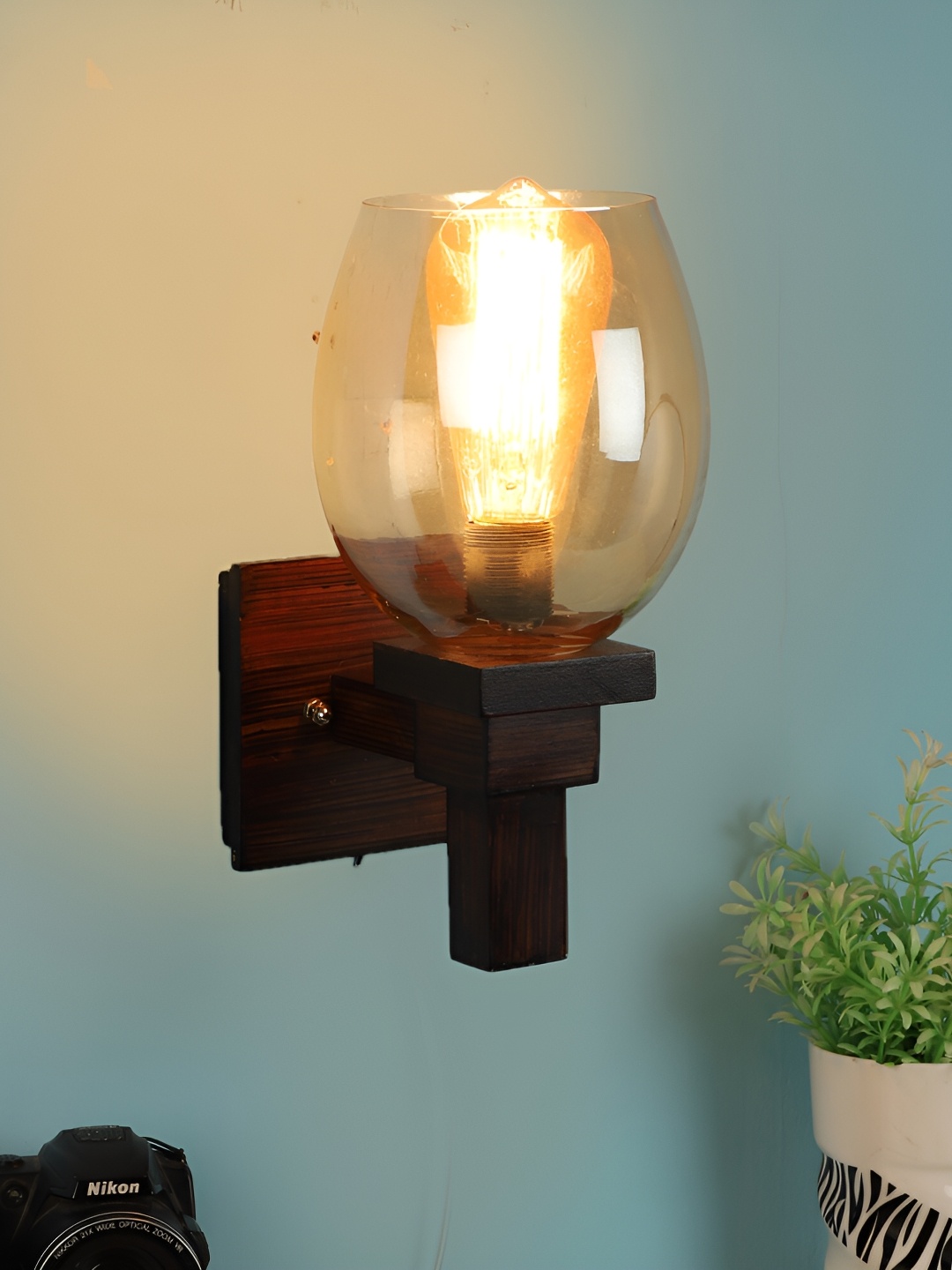 

ELIANTE Brown Wooden Contemporary Cylinder Shaped Wall Lamp