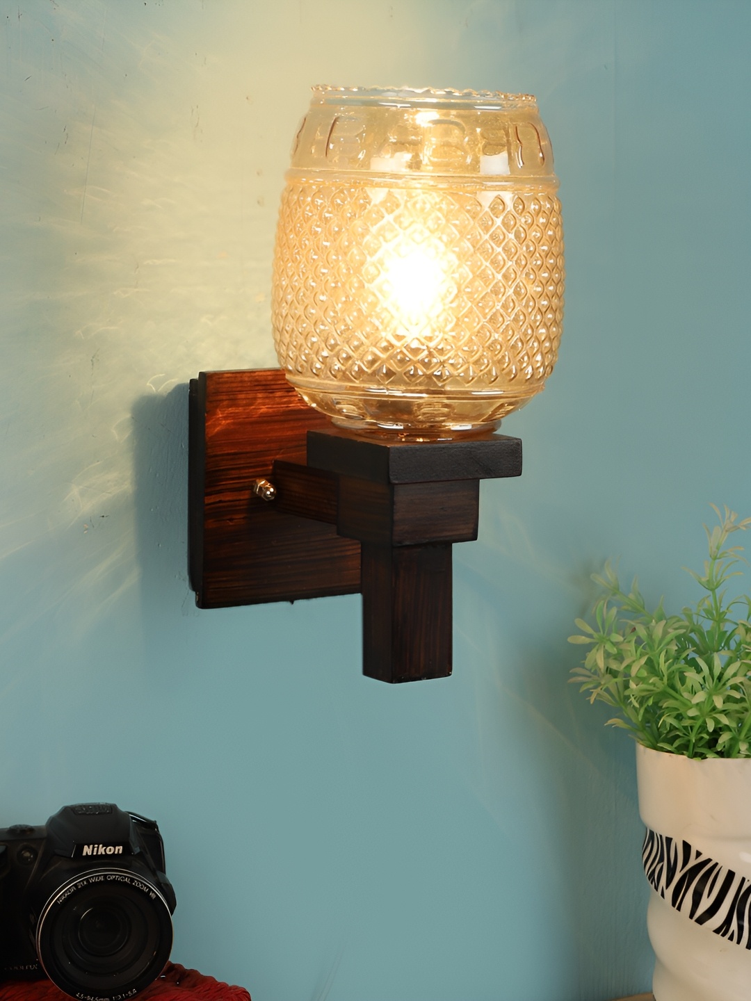 

ELIANTE Brown Wooden Contemporary Cylinder Shaped Wall Lamp
