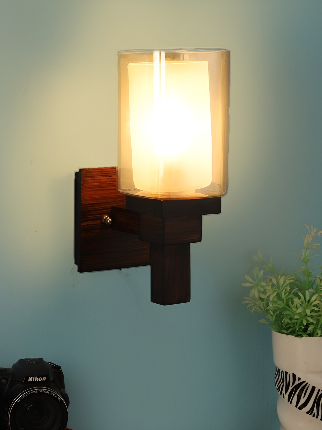 

ELIANTE Brown Wooden Contemporary Cylinder Shaped Wall Lamp