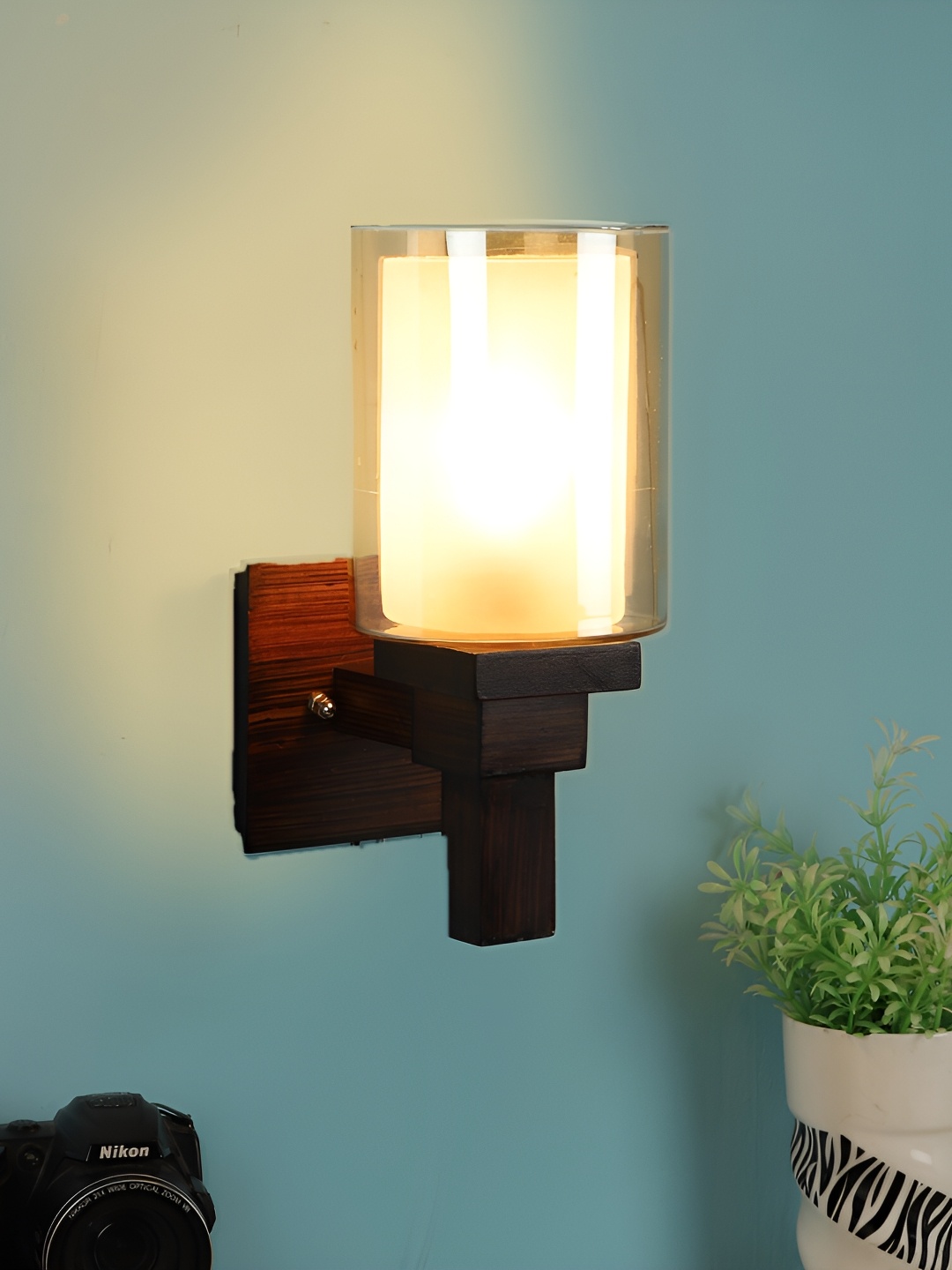 

ELIANTE Brown Wooden Contemporary Cylinder Shaped Wall Lamp