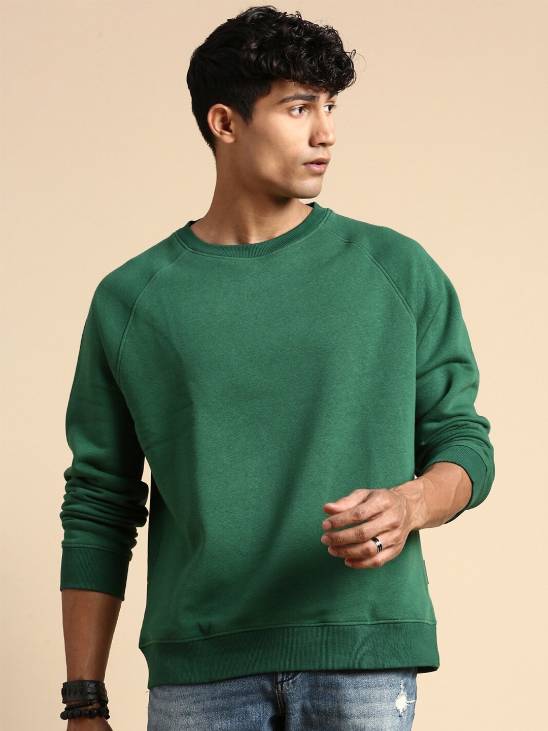 

The Roadster Lifestyle Co. Green Relaxed Fit Cotton Pullover Sweatshirts