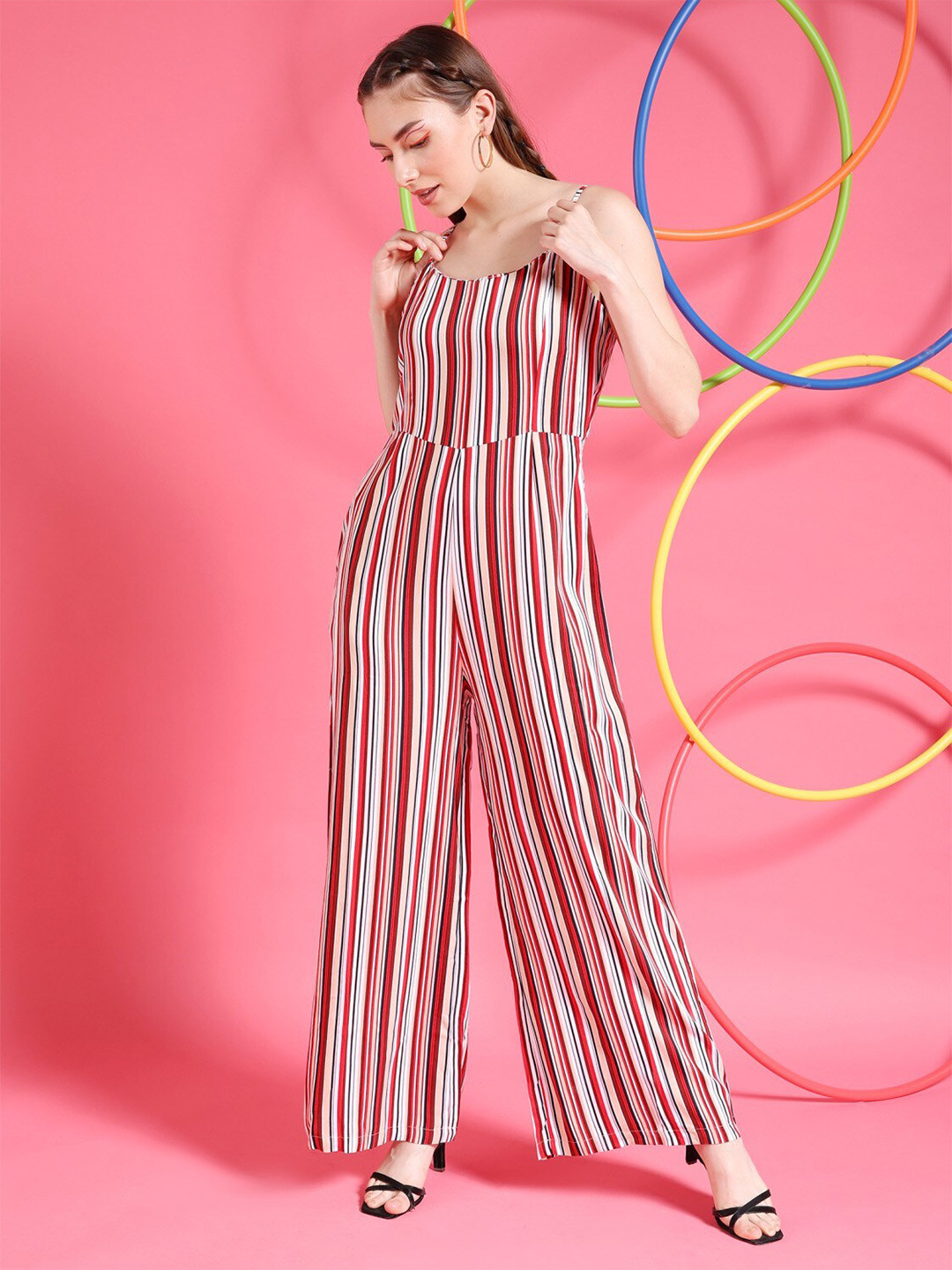 

Freehand by The Indian Garage Co Striped Basic Jumpsuit, White