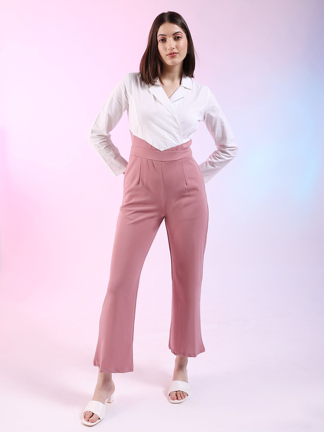 

Freehand by The Indian Garage Co Colourblocked Basic Jumpsuit, Pink