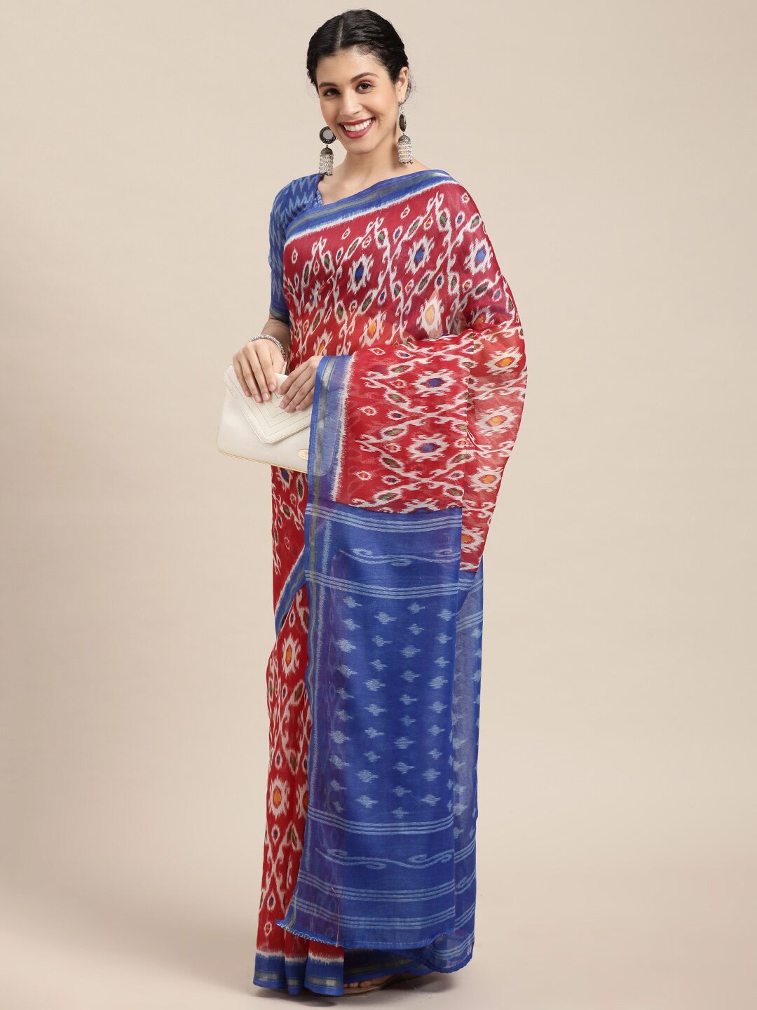 

KALINI Ethnic Motifs Printed Saree, Red