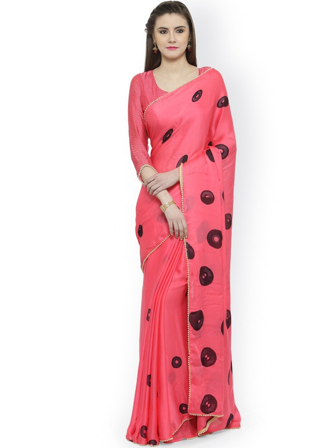 

KALINI Pink Embellished Satin Saree