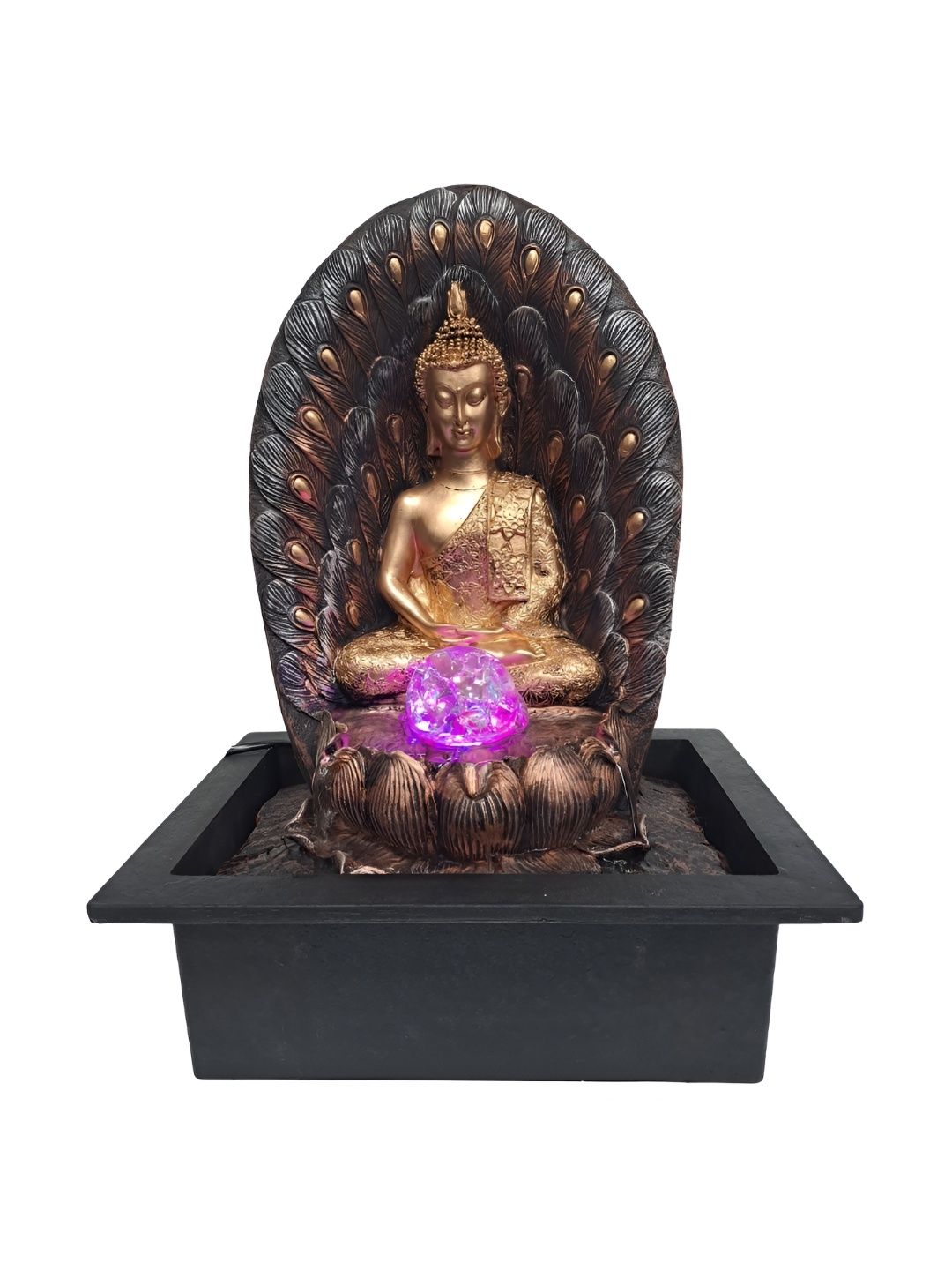 

CHRONIKLE Brown Textured Buddha Indoor Fountain, Gold