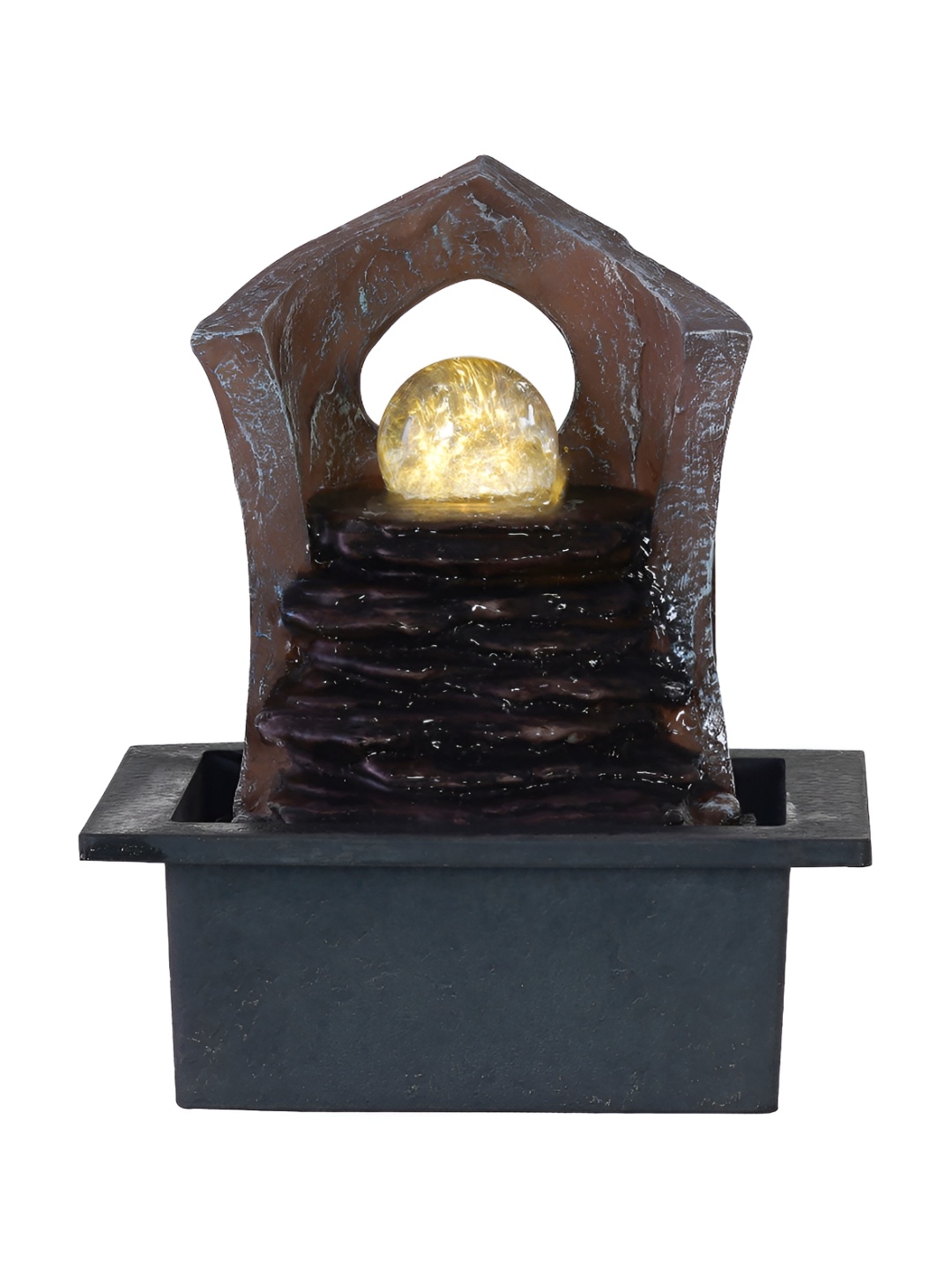 

CHRONIKLE Brown & Black Water Fountain With LED Crystal Ball