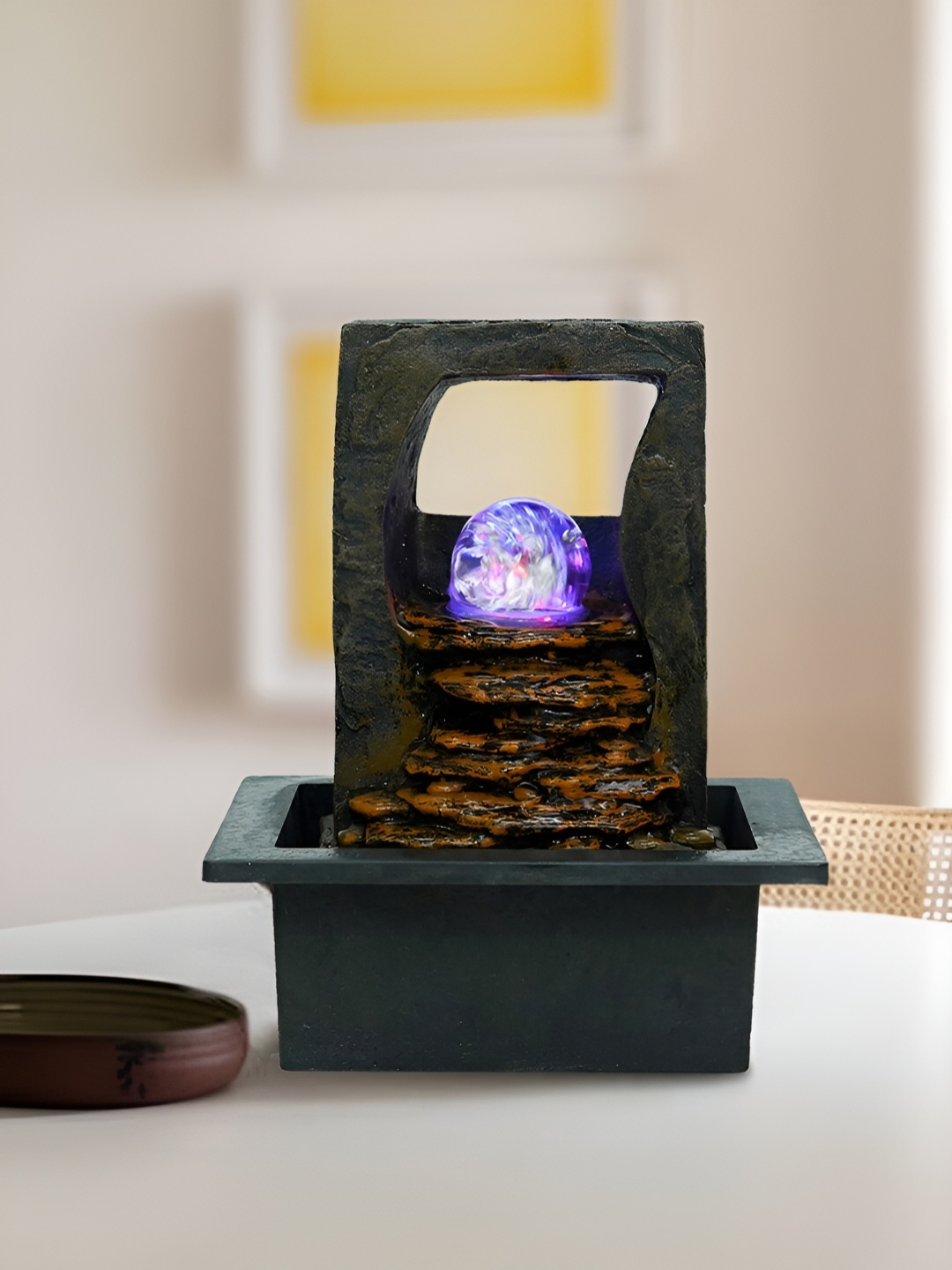 

CHRONIKLE Brown & Black Water Fountain With LED Crystal Ball