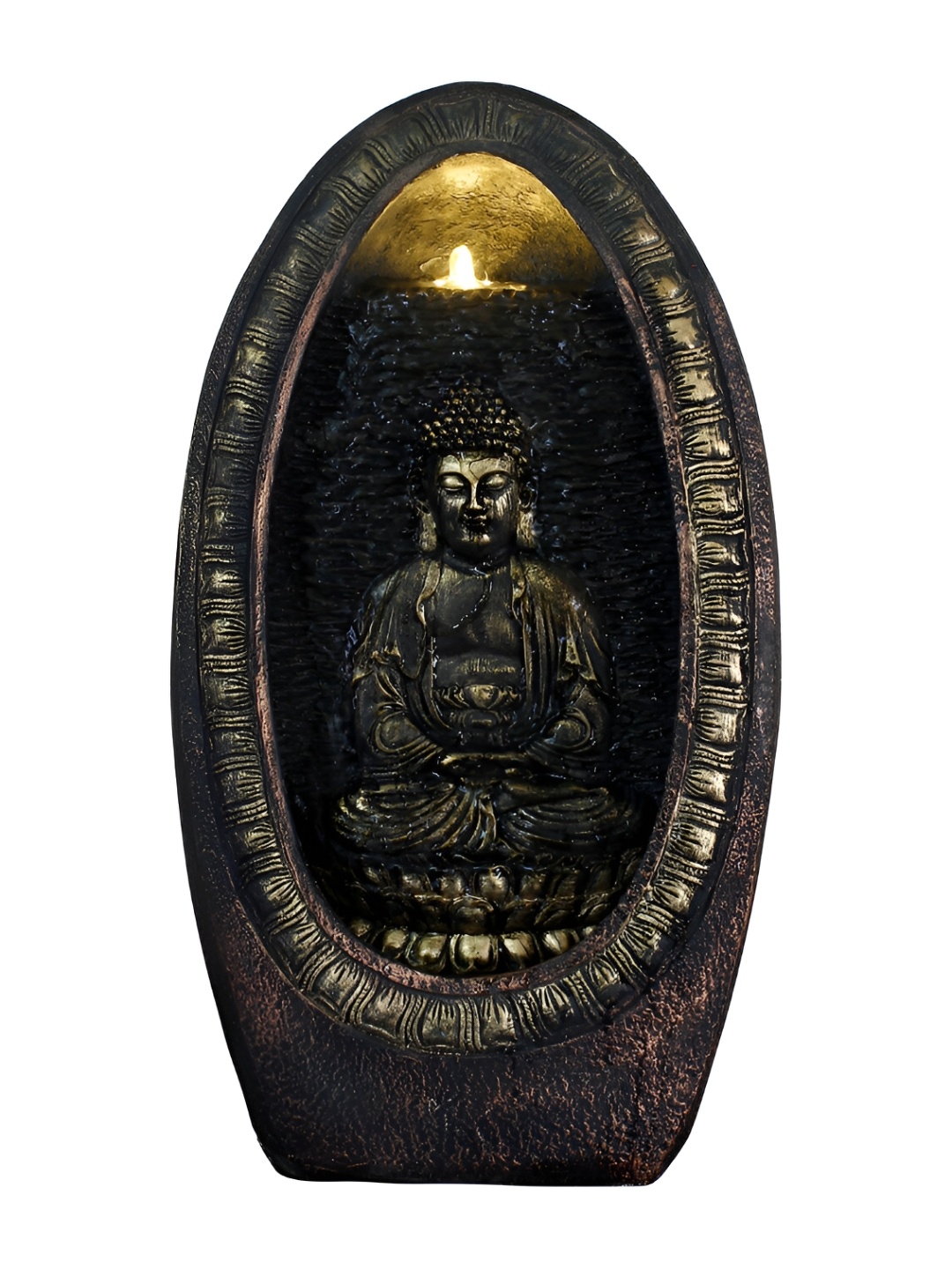 

CHRONIKLE Black & Brown Buddha Idol Water Fountain With LED Light