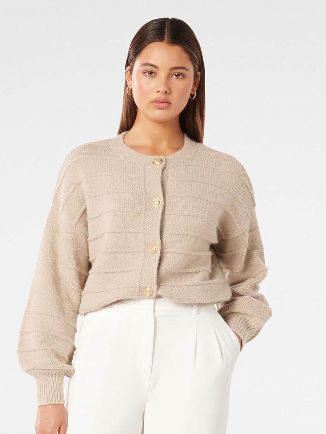 

Forever New Self Design Cropped Cardigan, Cream