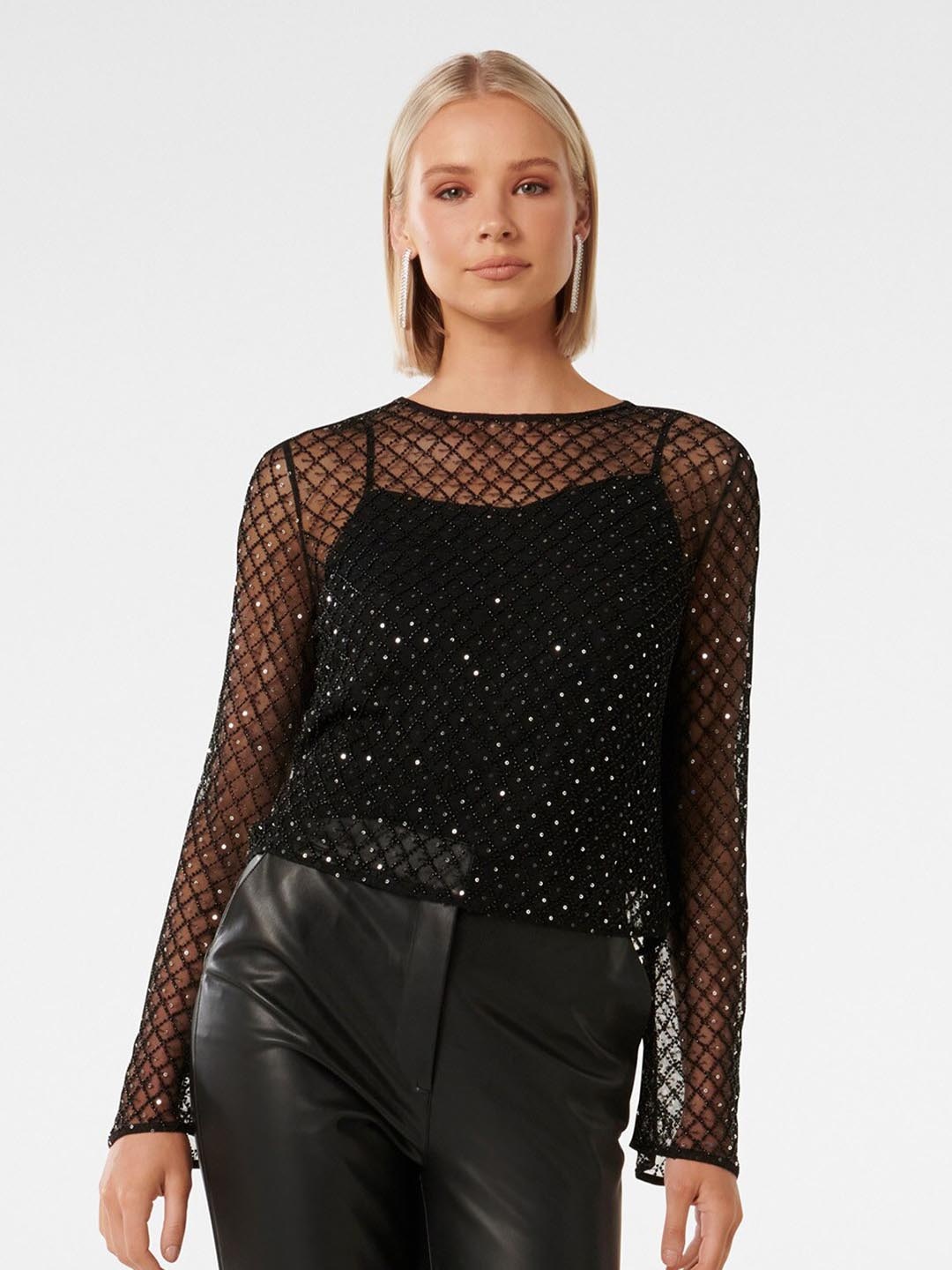 

Forever New Beatrix Beaded Embellished Regular Top, Black