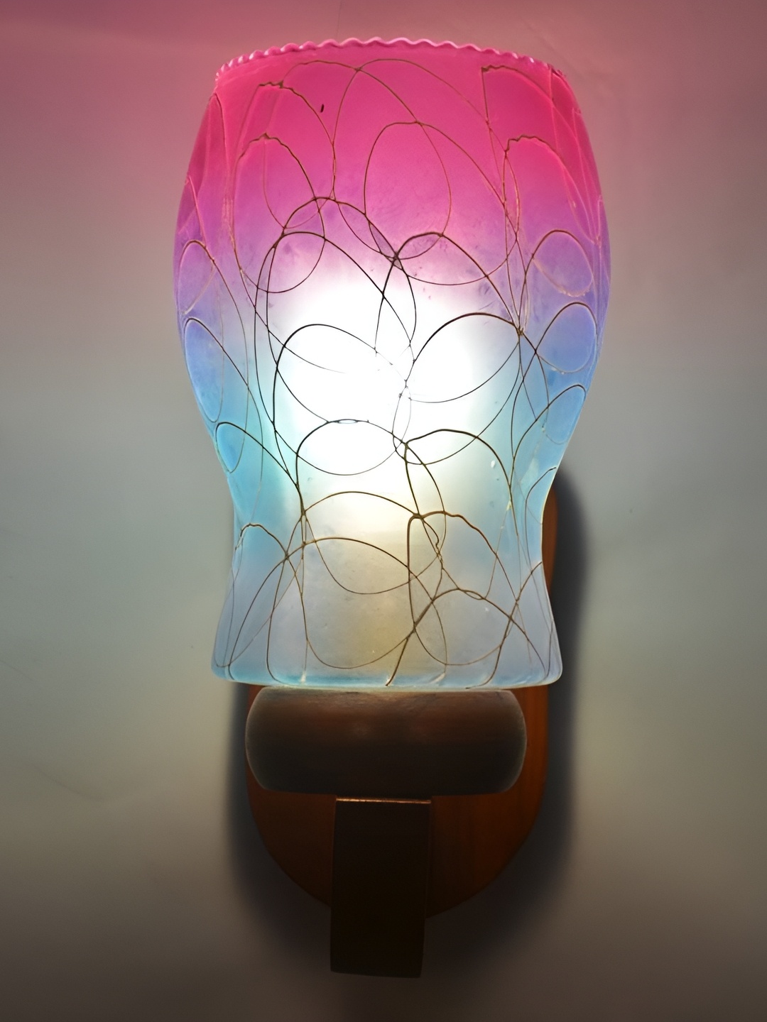

Afast Pink & Blue Abstract Shaped Glass Contemporary Wall Lamp