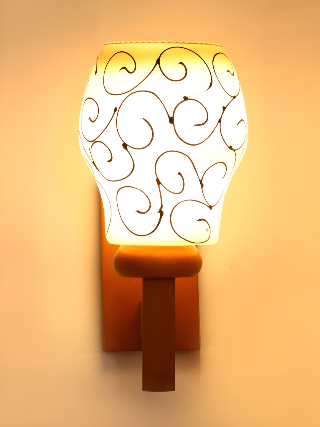 

Afast White & Brown Printed Contemporary Glass Wall Lamp