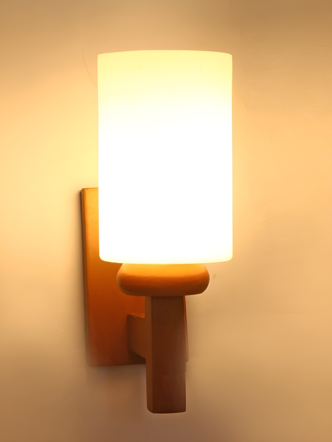 

Afast White & Brown Cylinder Contemporary Glass Wall Lamp