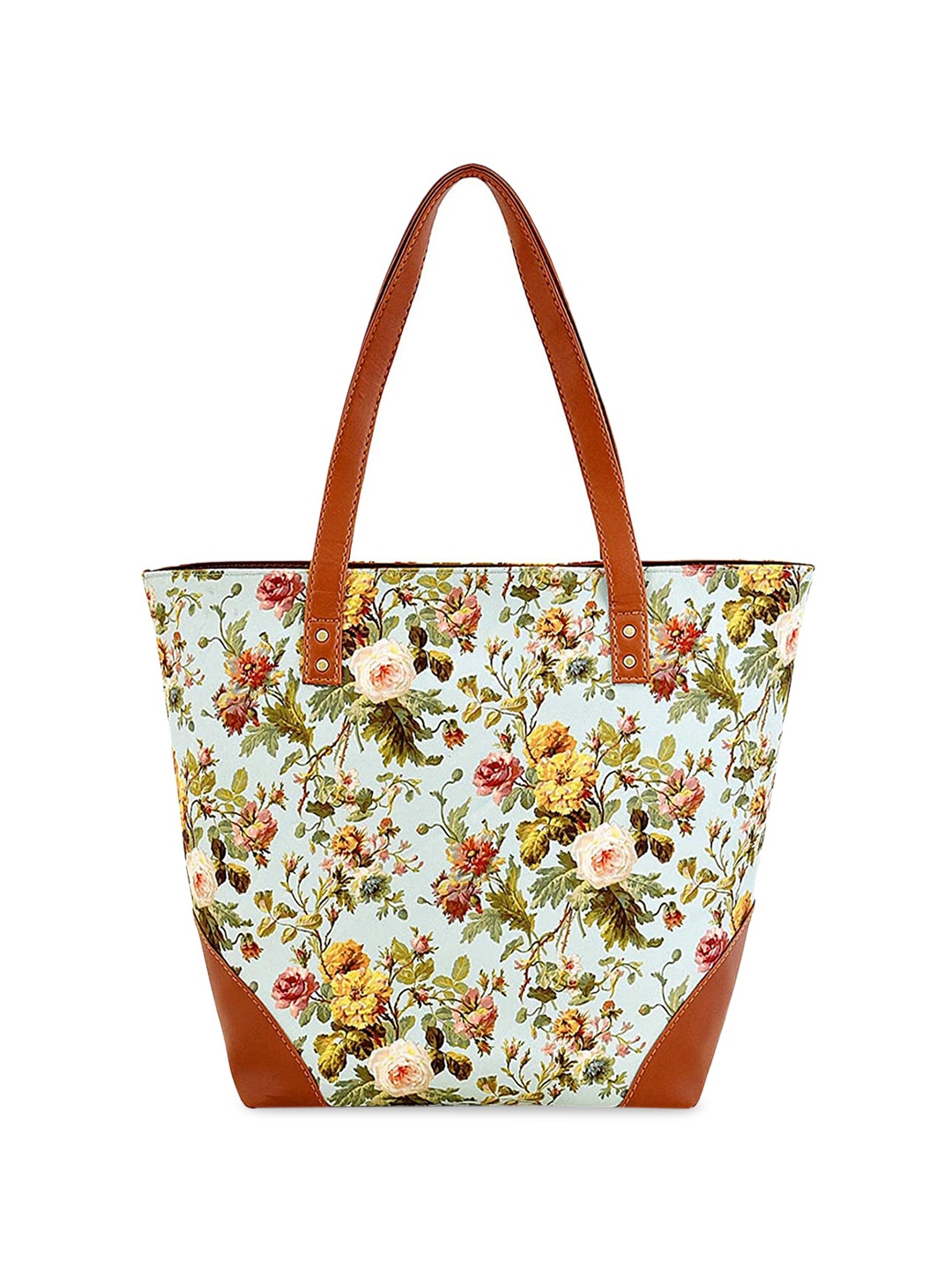 

Anouk Floral Printed Shopper Canvas Tote Bag Up to 12 inch, Green