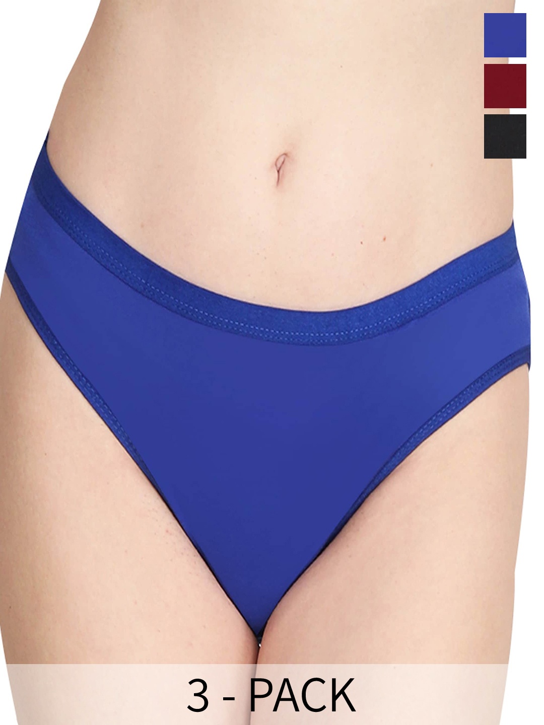 

Liigne Pack Of 3 Mid-Rise Cotton Everyday Bikini Briefs, Blue