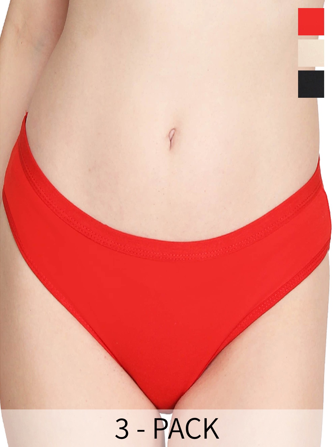

Liigne Pack Of 3 Mid-Rise Bikini Briefs VC0310, Red