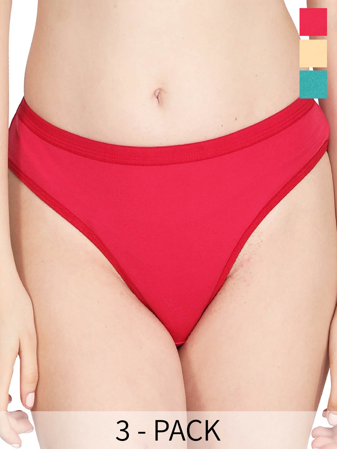 

Liigne Pack Of 3 Mid-Rise Bikini Briefs, Red