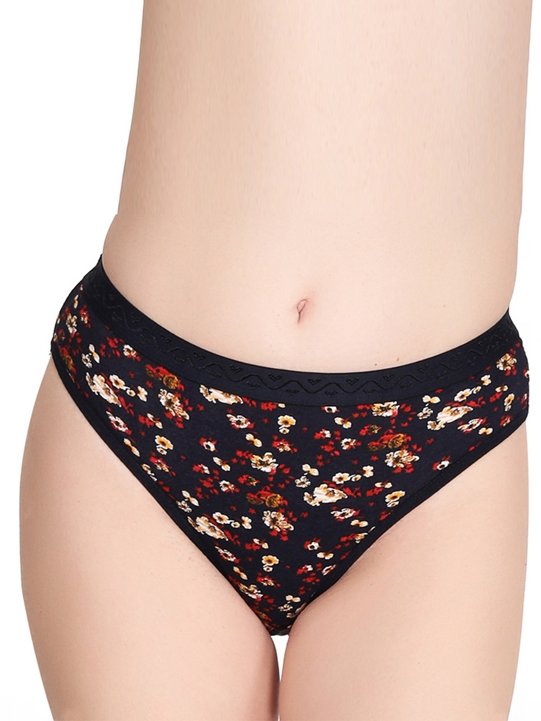 

Liigne Floral Printed Mid-Rise Basic Briefs, Black