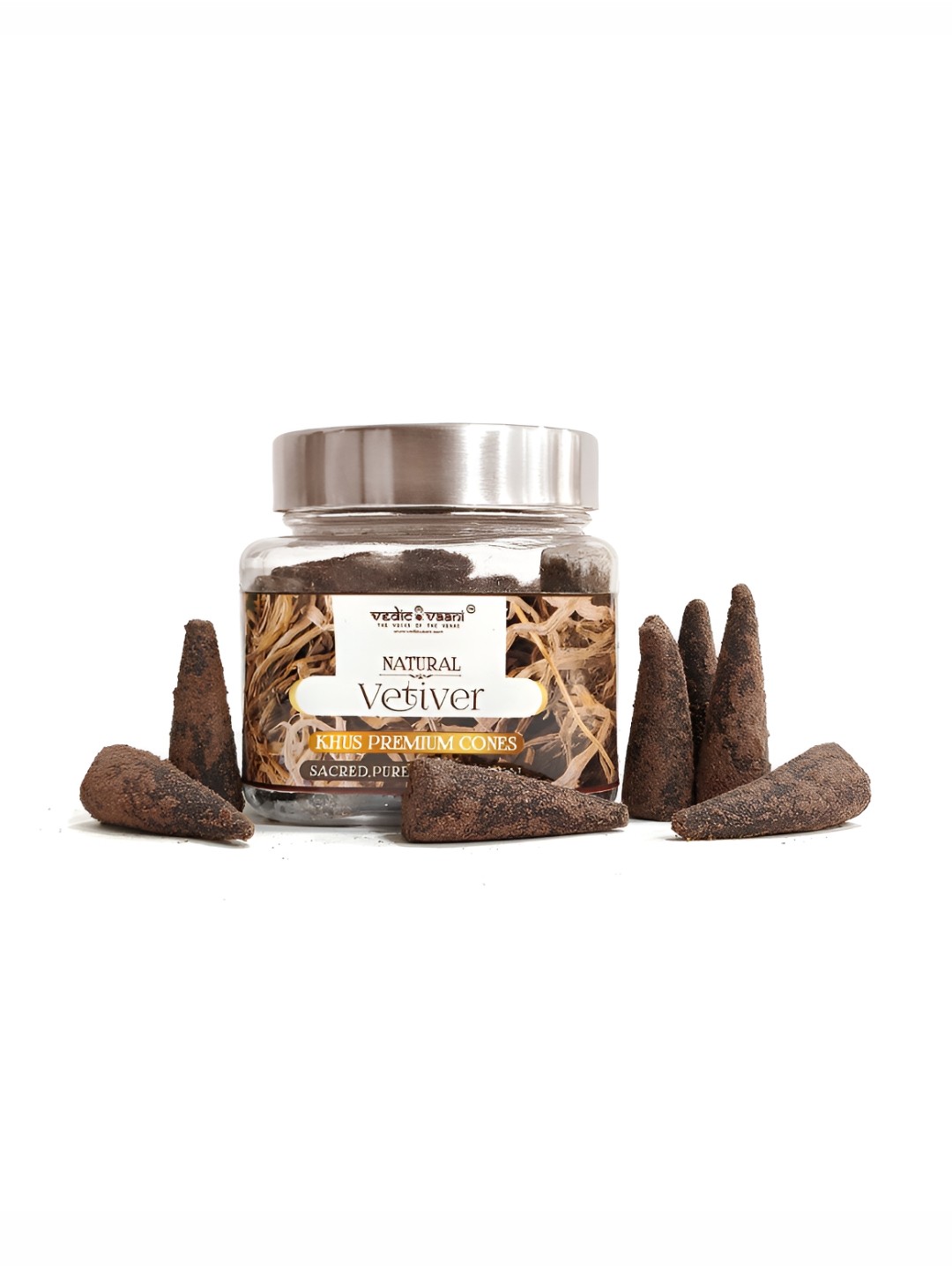 

VEDIC VAANI Brown Natural Fragrance Vetiver Khus Dhoop Incens Cones