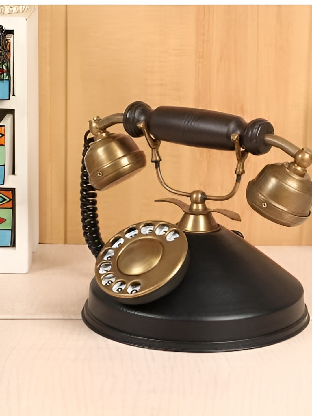 

ECLAT FURNISH Black & Copper Toned Retro Telephone Showpiece