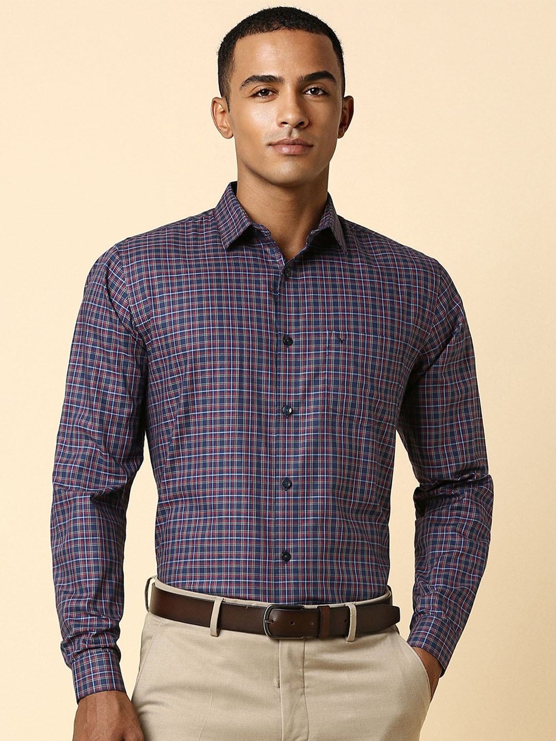 

Allen Solly Men Purple Slim Fit Checked Formal Shirt