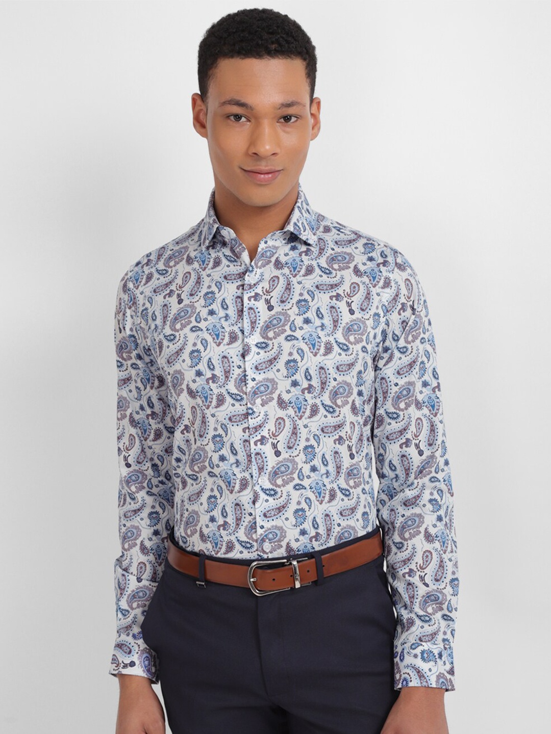 

Allen Solly Slim Fit Paisley Printed Formal Pure Cotton Shirt, White