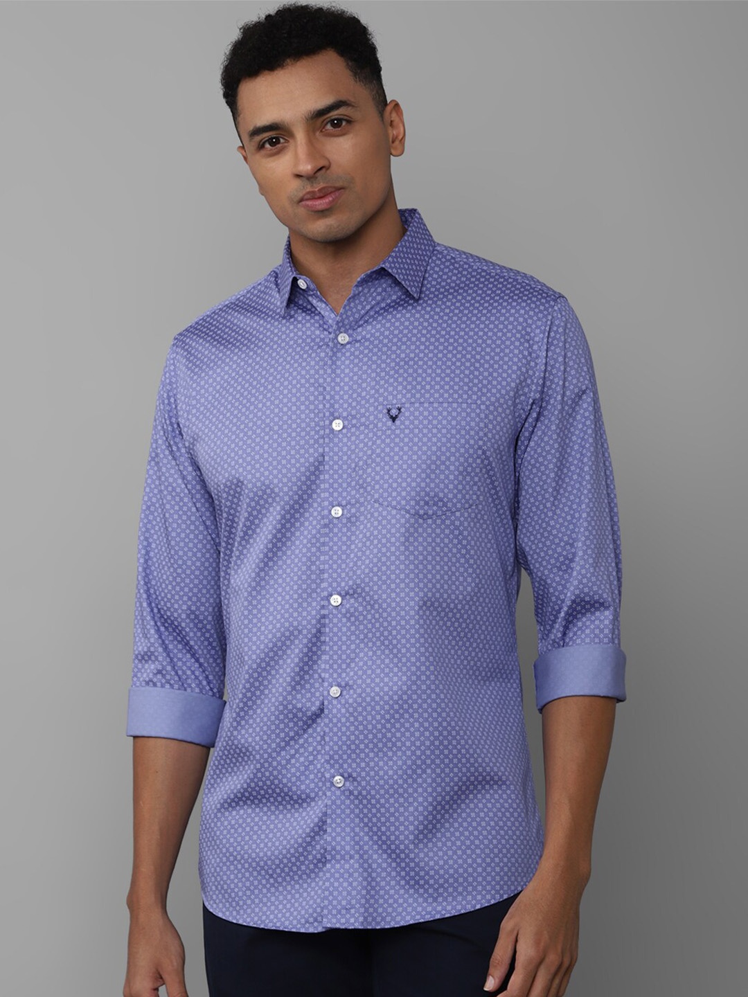 

Allen Solly Slim Fit Micro Ditsy Printed Pure Cotton Casual Shirt, Blue