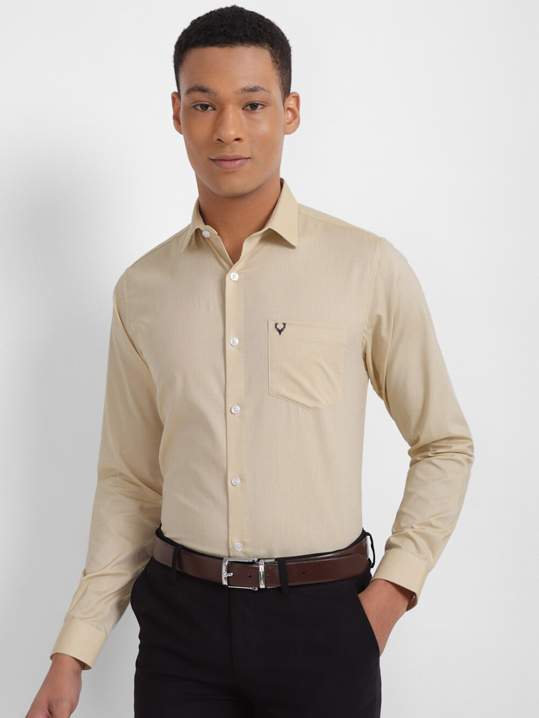 

Allen Solly Spread Collar Slim Fit Formal Pure Cotton Shirt, Beige
