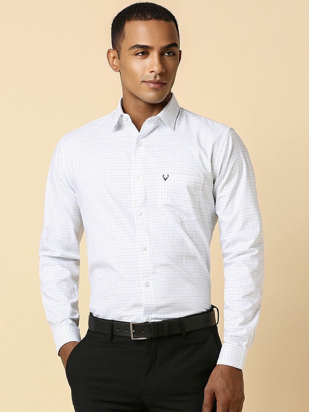 

Allen Solly Men White Slim Fit Checked Formal Shirt