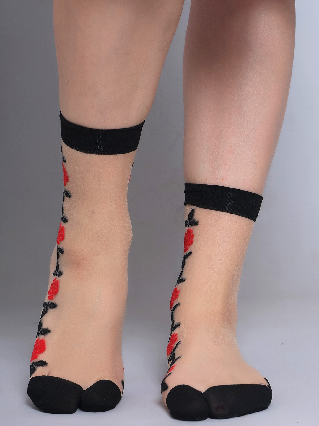 

COLOR STYLE Women Patterned Above Ankle Length Socks, Black
