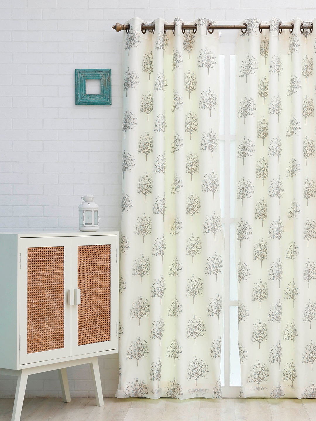 

Ariana Teal & White Embroidered Black Out Long Door Curtain