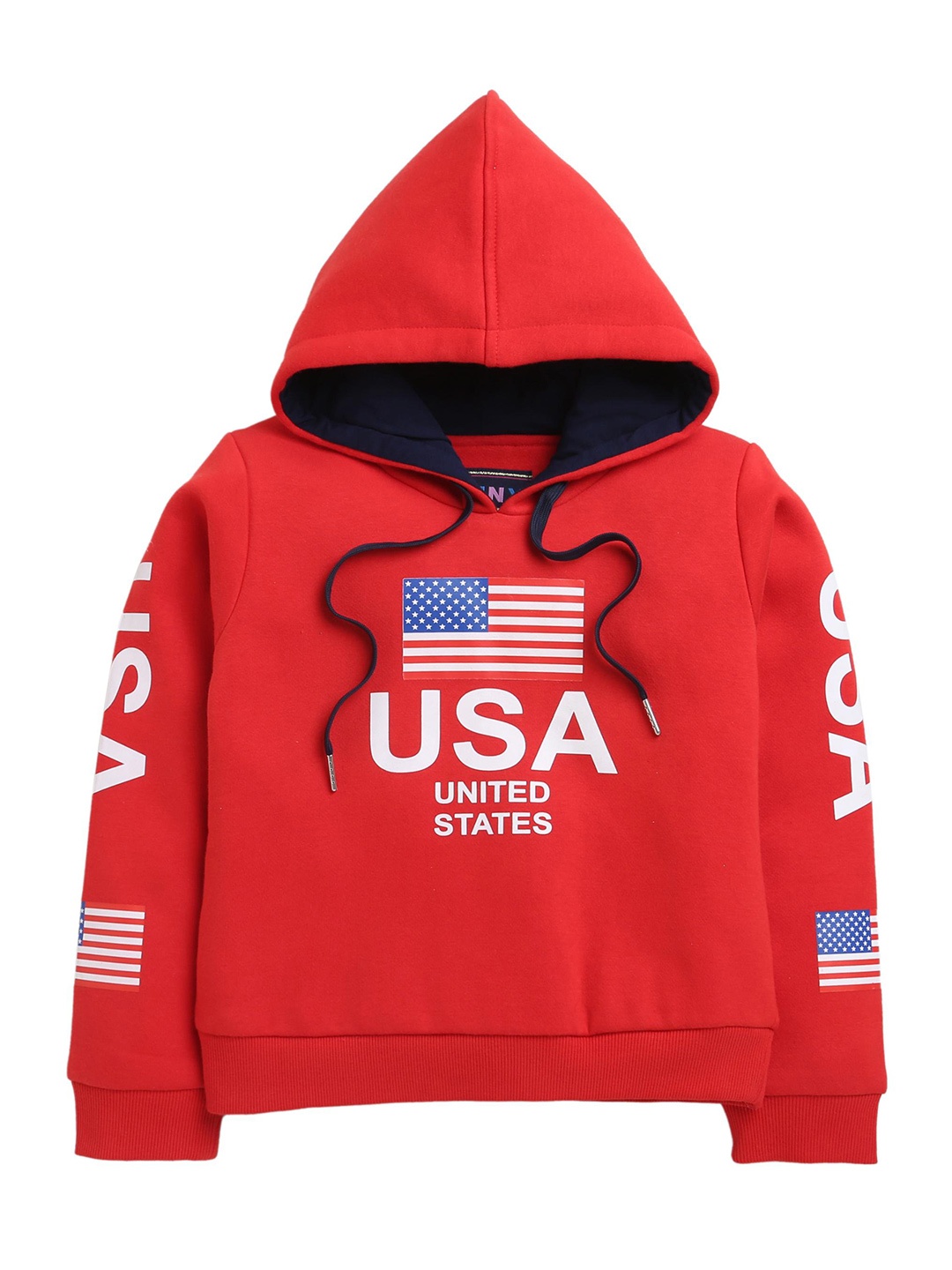 

Tiny Girl Girls Typography Printed Hooded Cotton Sweatshirt, Red