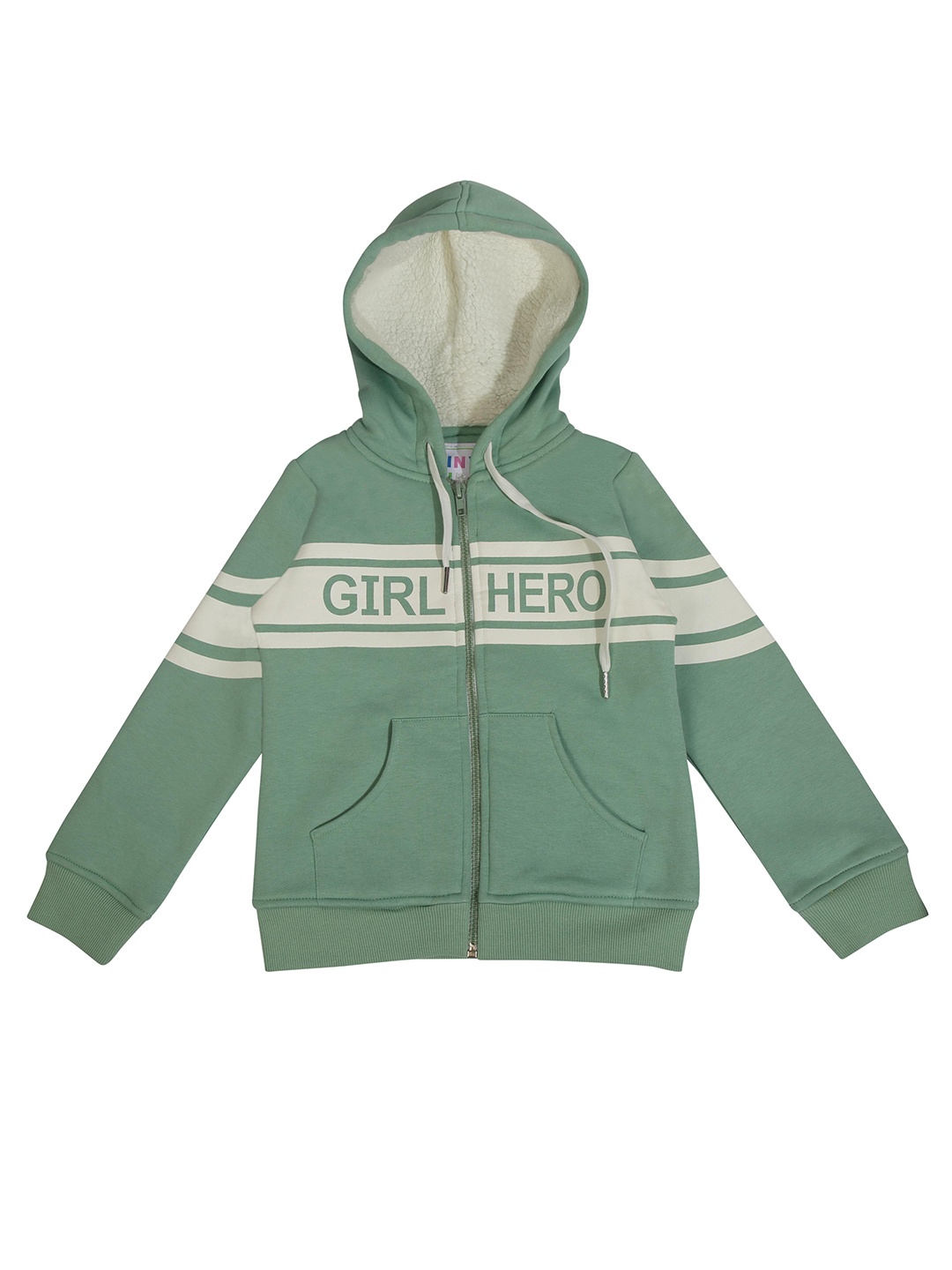 

Tiny Girl Typography Printed Hooded Cotton Sweatshirt, Green