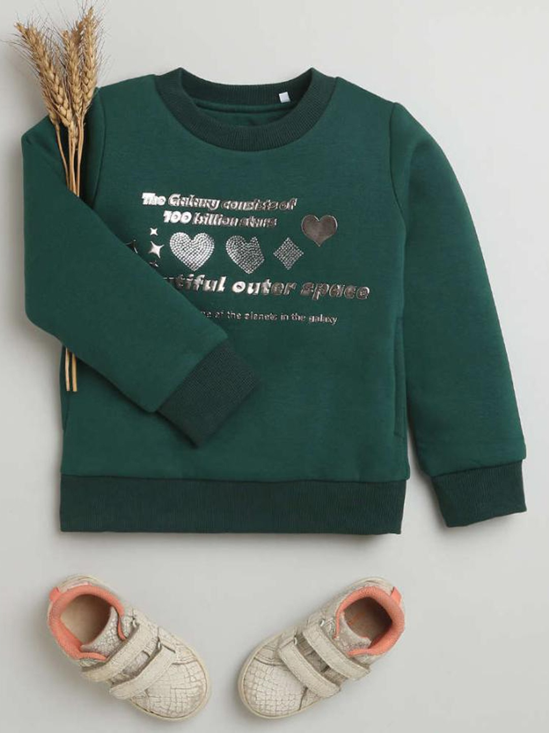 

Tiny Girl Typography Printed Cotton Sweatshirt, Green