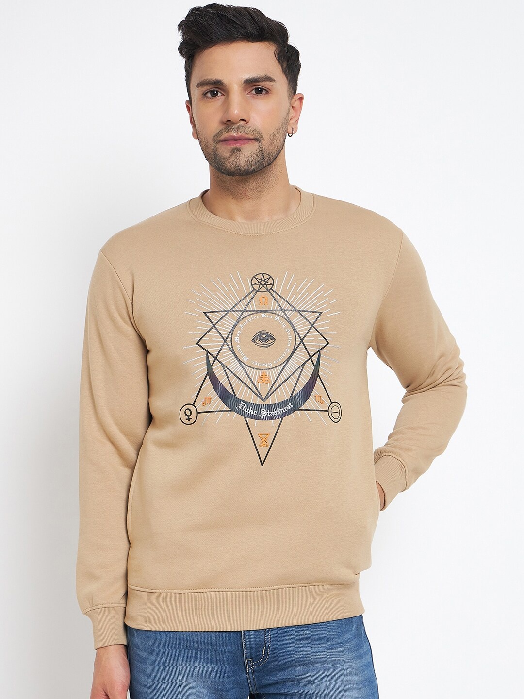 

Duke Graphic Printed Fleece Pullover, Beige