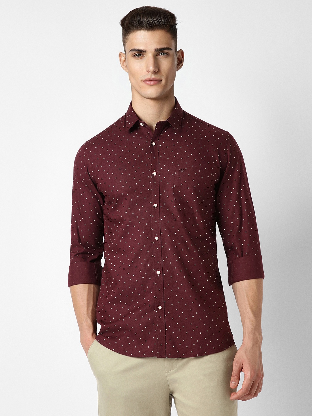 

Peter England Casuals Men Maroon Slim Fit Printed Casual Shirt