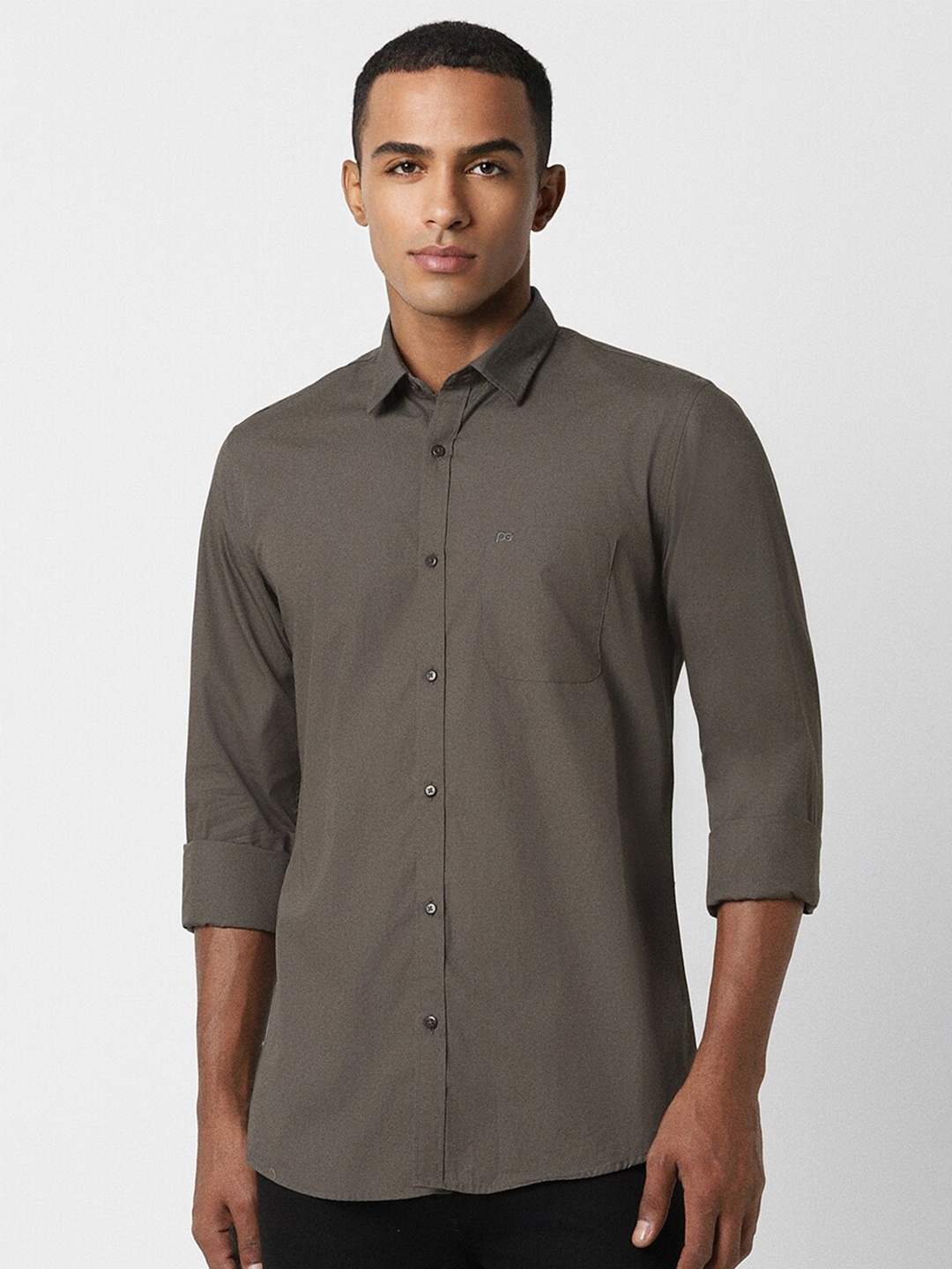 

Peter England Casuals Spread Collar Slim Fit Pure Cotton Shirt, Grey